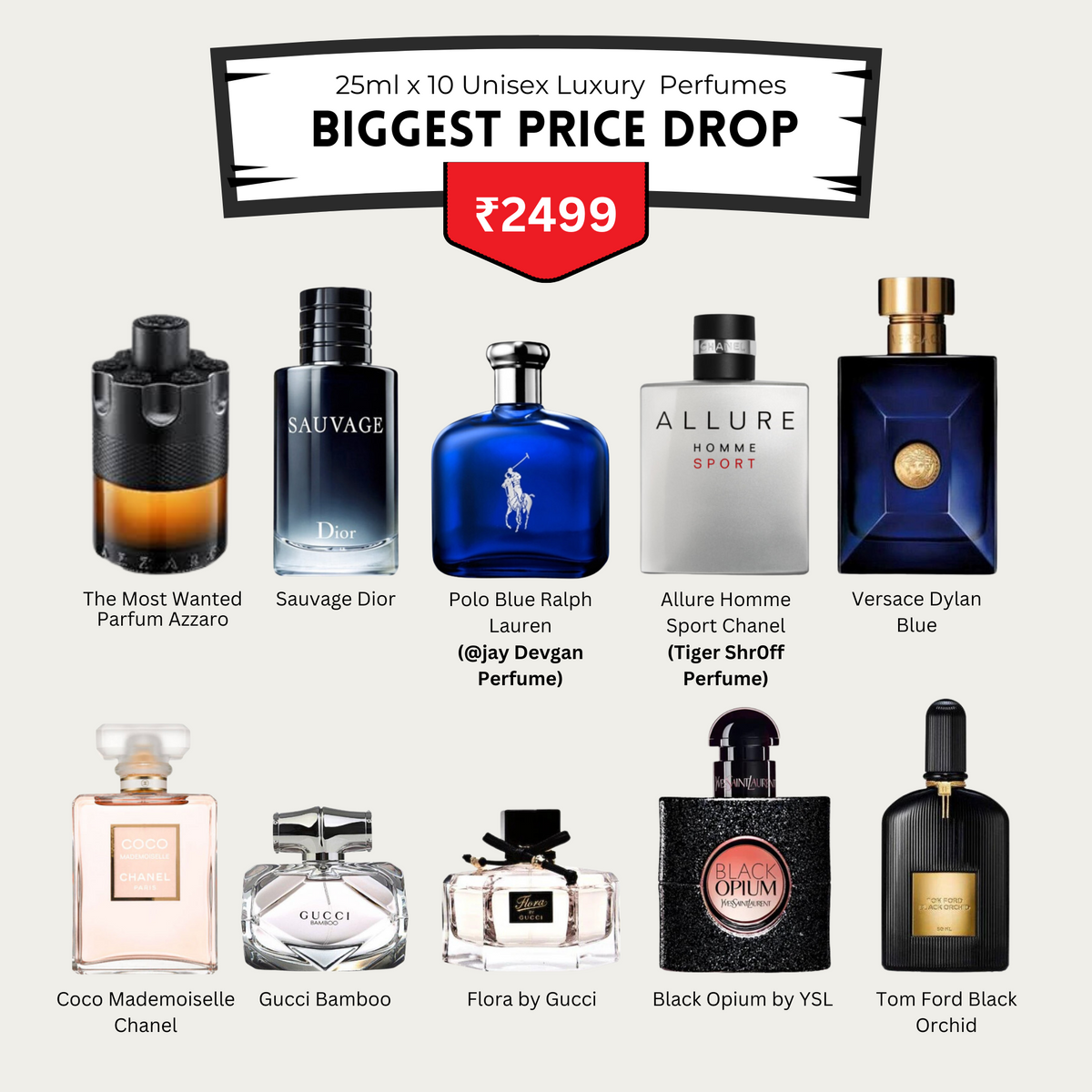 10 Best-Seller Unisex Fragrances just @ ₹2499/- Only (Prepaid Only ...