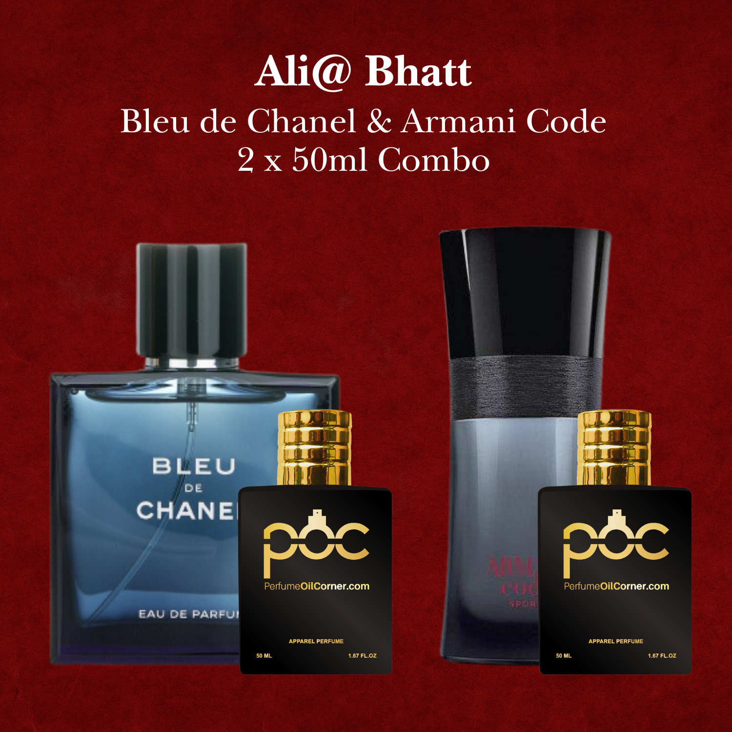 Ali Bhatt Bleu de Chanel Chanel Armani Code 50ml Combo